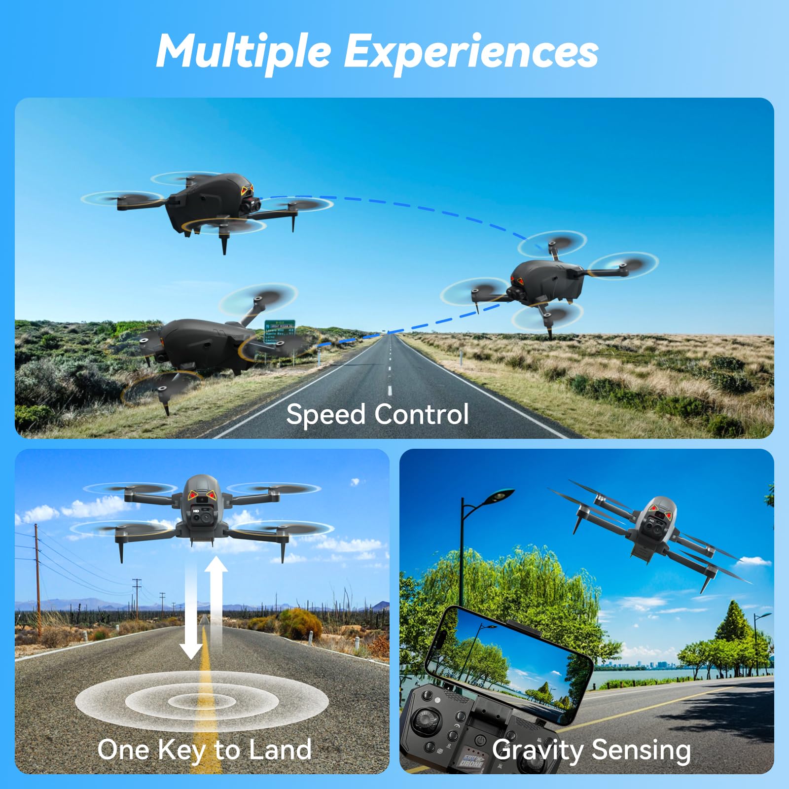 HYTOBP S177 Foldable Drone with 1080P HD Camera & Brushless Motor - 3 Batteries, 90° Adjustable Lens, One Key Takeoff/Landing - Perfect for Adults, Kids & Beginners - Great for Aerial Photography, Travel Adventures & Outdoor Exploration