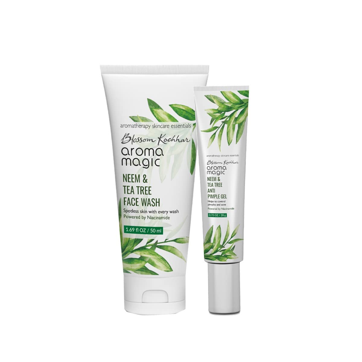 Aroma Magic Neem & Tea Tree Face Wash (50ml) + Anti-Pimple Gel (20g) Combo Pack | Powered by Niacinamide | Acne Treatment for Clear Skin | Perfect for Daily Skincare Routine & Travel