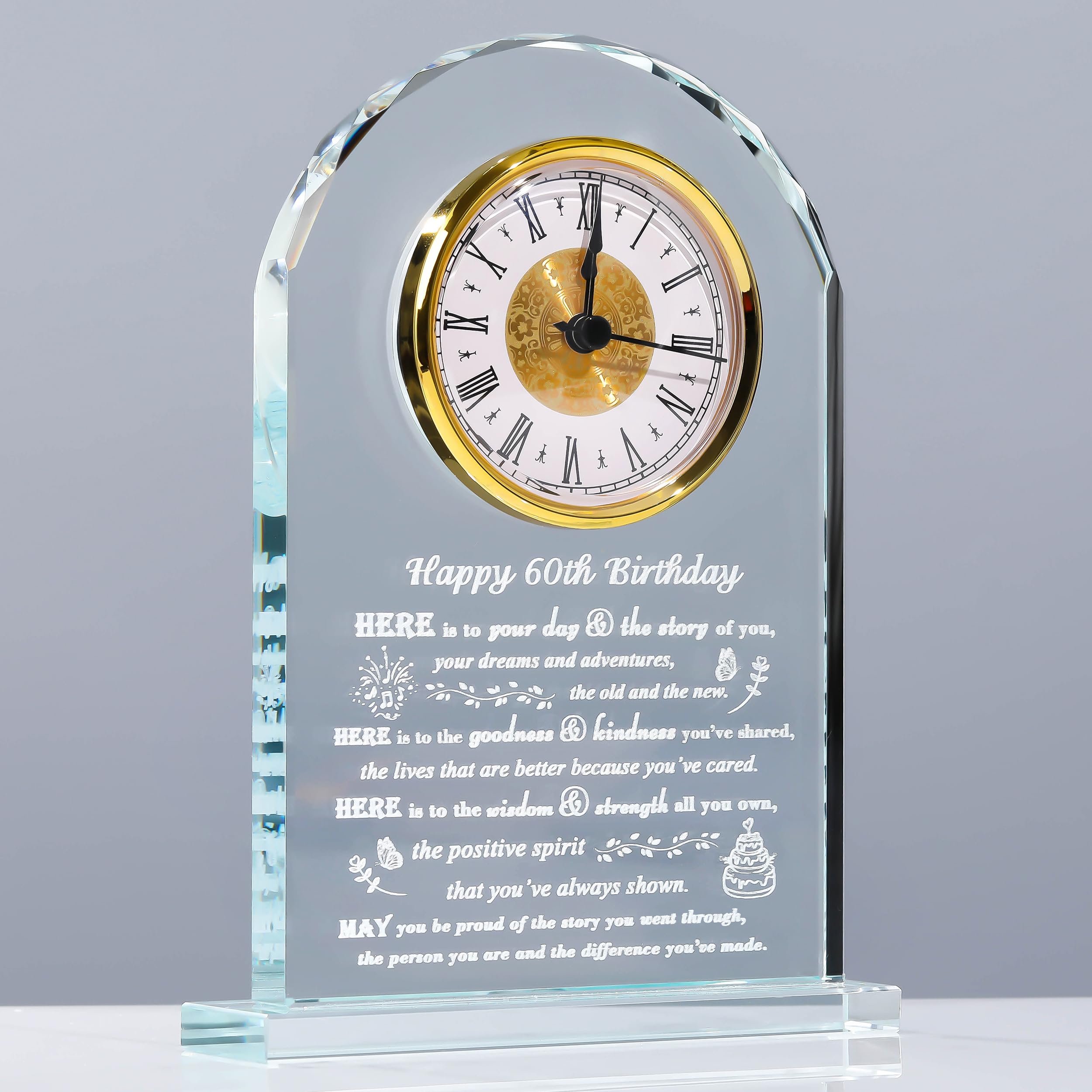 Personalized 60th Birthday Crystal Clock Gift for Women & Men - Custom Engraved 1964 Keepsake for Mom, Dad, Her or Him - Unique 60 Year Old Birthday Present Ideas - Perfect for Anniversary, Retirement & Milestone Celebrations