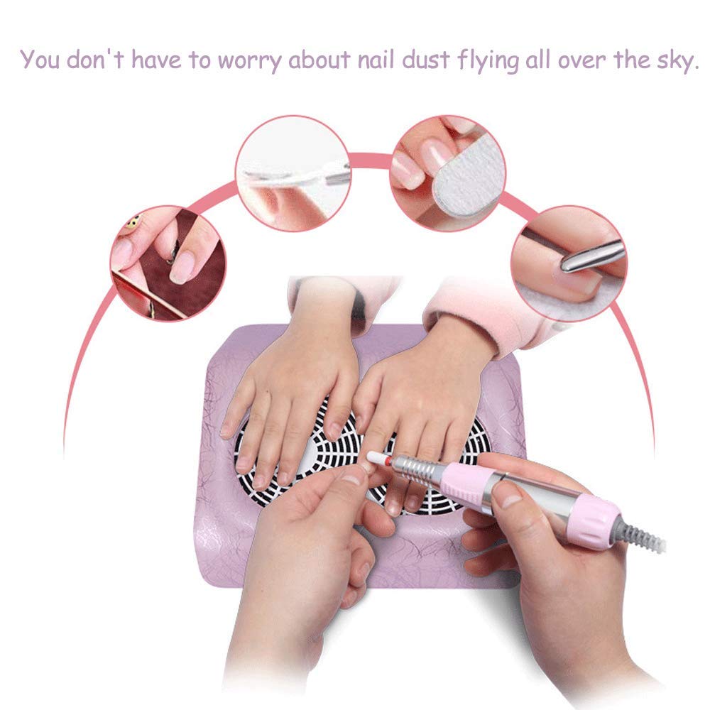 Professional Electric Nail Drill Machine with Vacuum Dust Collector - Acrylic Gel Nail File & Polisher for Fast Manicure & Pedicure (White) | Perfect for Salon, Home Use & Professional Nail Technicians