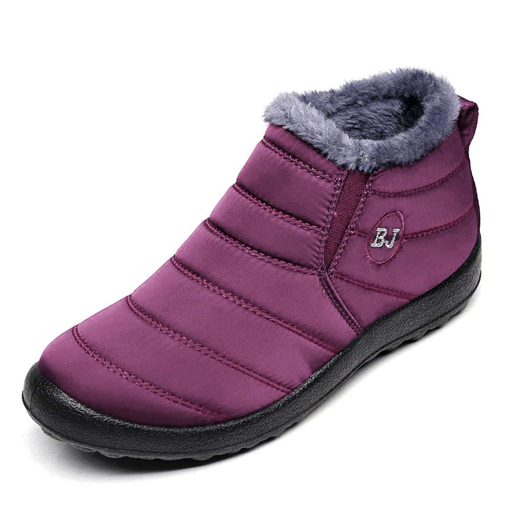 BOLOMEE Women's Winter Snow Boots - Waterproof Fur Lined Ankle Booties for Outdoor Activities | Slip On Sneakers for Cold Weather, Hiking & Casual Wear