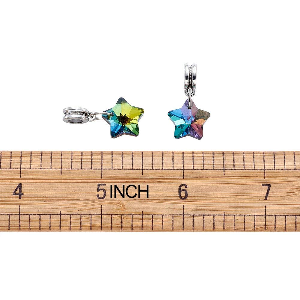 KISSITTY 50-Piece Faceted Crystal Glass Star Pendants - 26mm Large Hole Beads with Silver Bails for DIY Jewelry Making - Perfect for Necklaces, Bracelets & Earrings - Electroplated European Style Charms (5mm Hole)