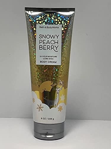 Bath and Body Works Snowy Peach Berry Ultra Shea Body Cream - 8 oz | Moisturizing Winter Body Lotion for Dry Skin | Perfect for Cold Weather & Holiday Gifting