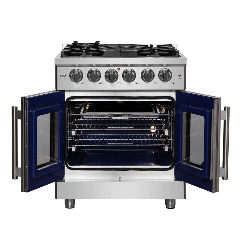 FORNO Massimo 30 Inch Freestanding French Door Gas Range - Stainless Steel FFSGS6439 30