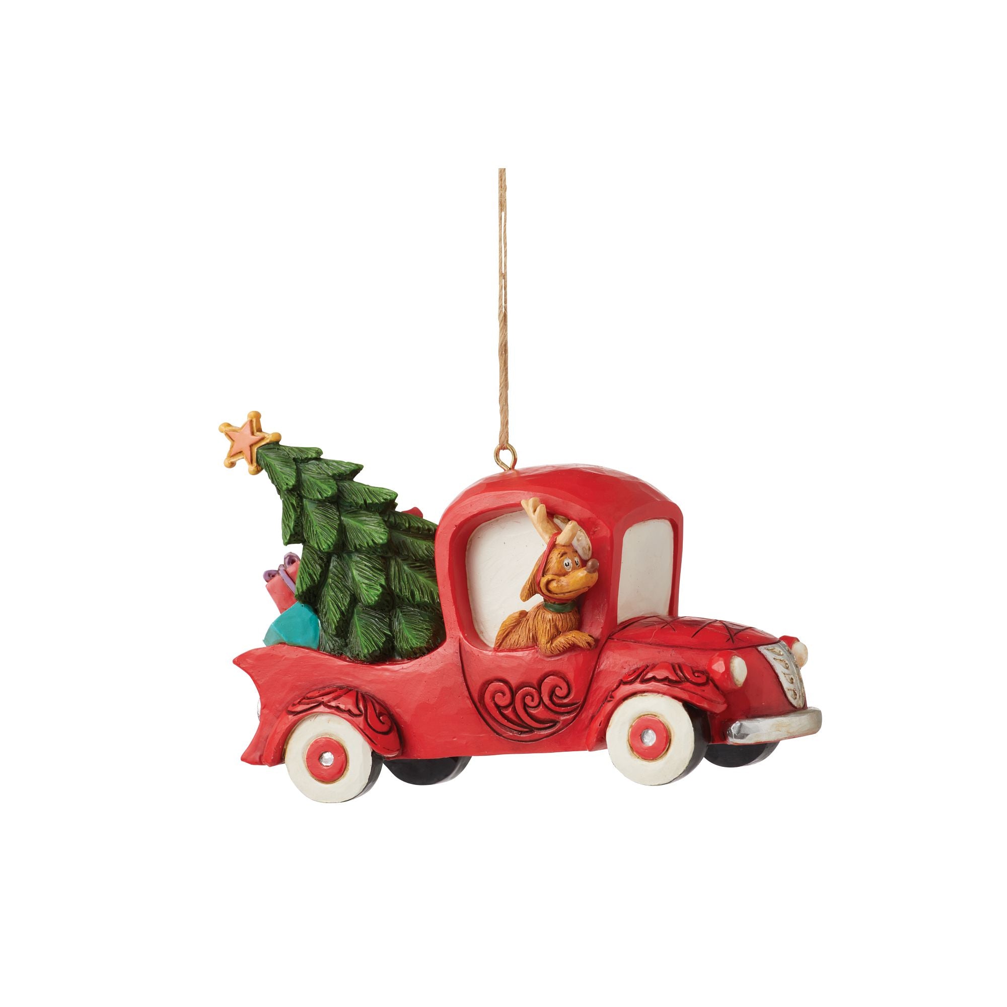 Christmas Grinch in Red Truck Ornament - Festive Holiday Decor for Tree, Home & Gifts