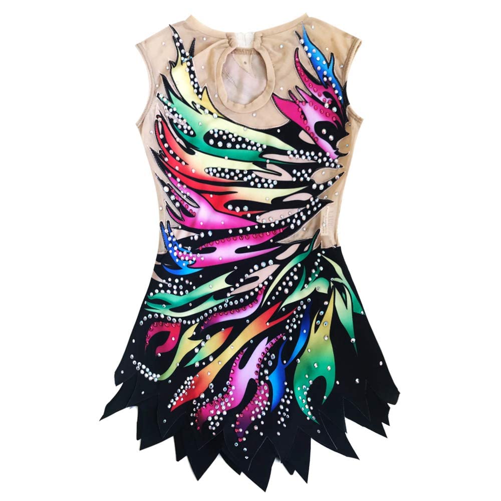 LIUHUO Women's Gymnastics Leotard with Shiny Crystals for Competition & Performance