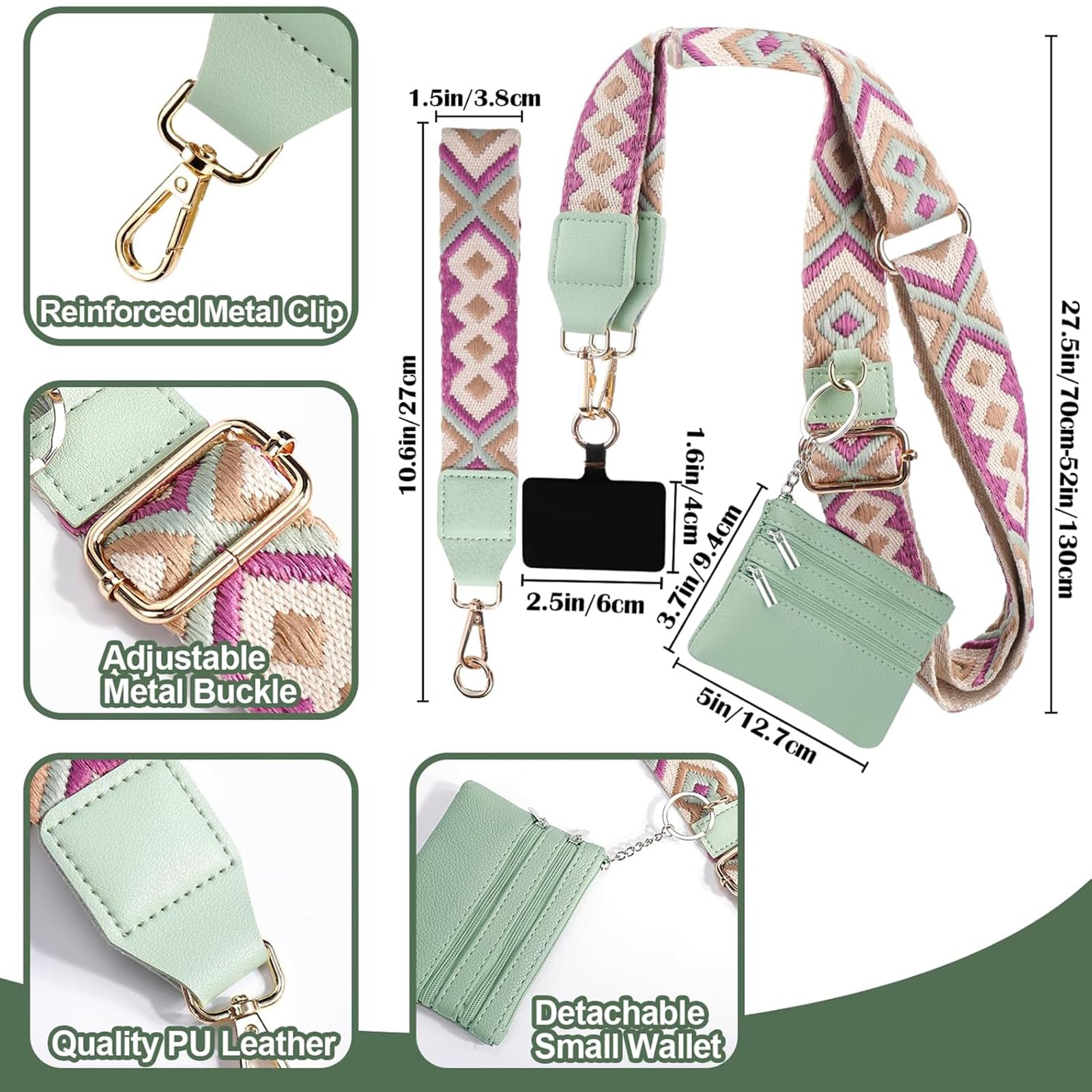 2025 New Phone Strap with Zippered Pouch & Clip - Hands-Free Crossbody Strap for iPhone/Samsung with Wallet Function | Perfect for Travel, Shopping & Outdoor Activities