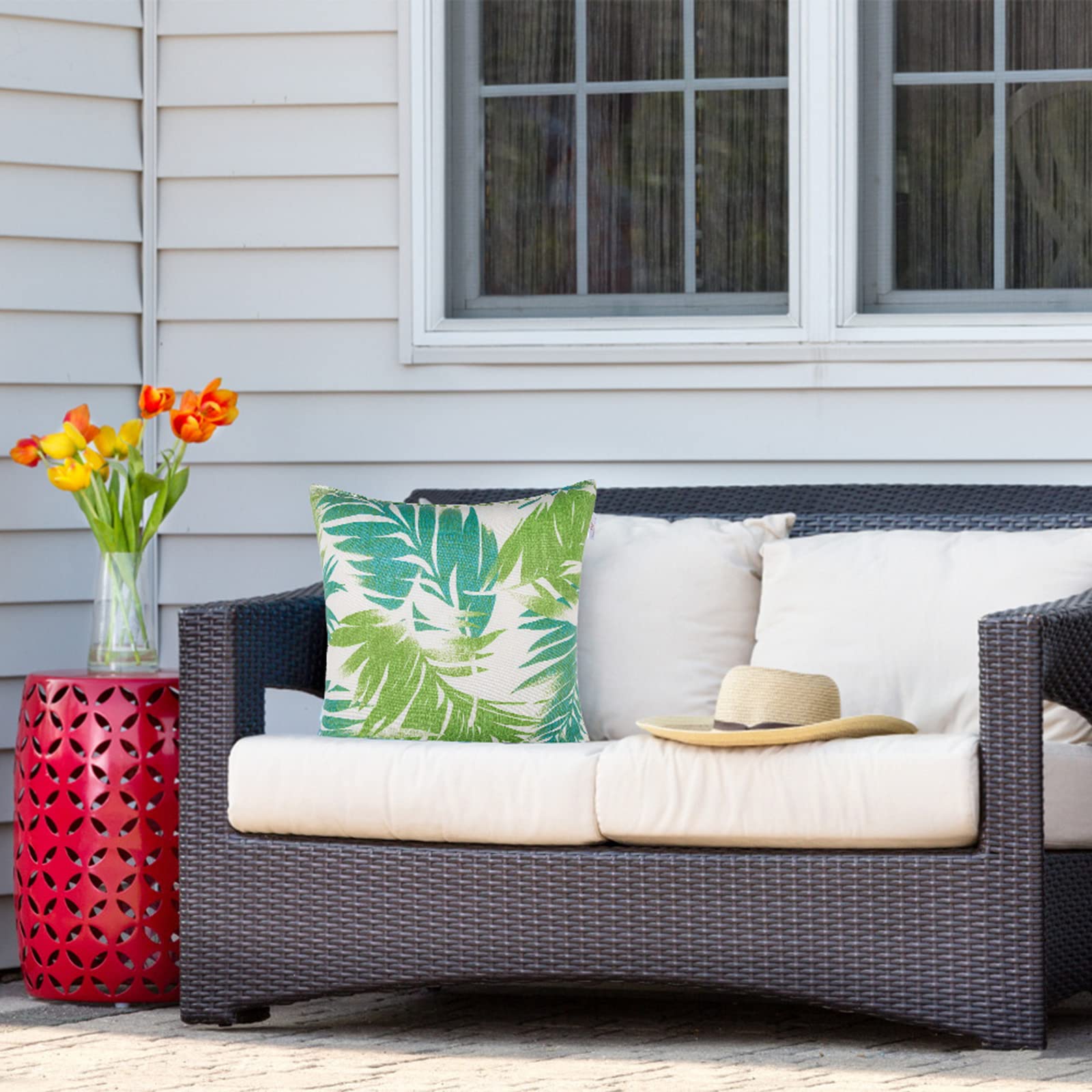 JMGBird Outdoor Pillows Set of 2 - 18x18 Inch Waterproof Throw Pillows with Insert for Patio Furniture - Perfect for Outdoor Sofas, Garden Chairs & Poolside Lounging
