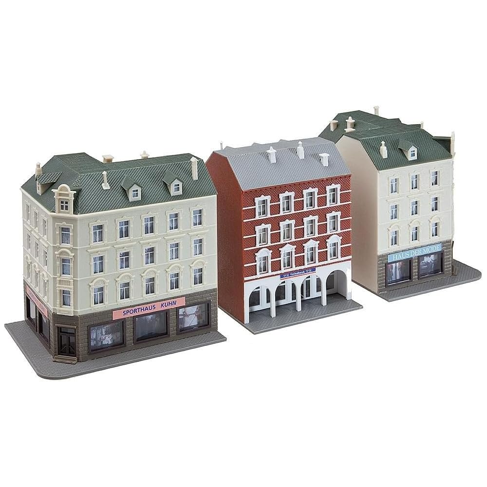Faller 232266 N Scale Model Building Kit - Row of Town Houses for Train Layouts & Dioramas | Perfect for Model Railroad Scenes & Collectors