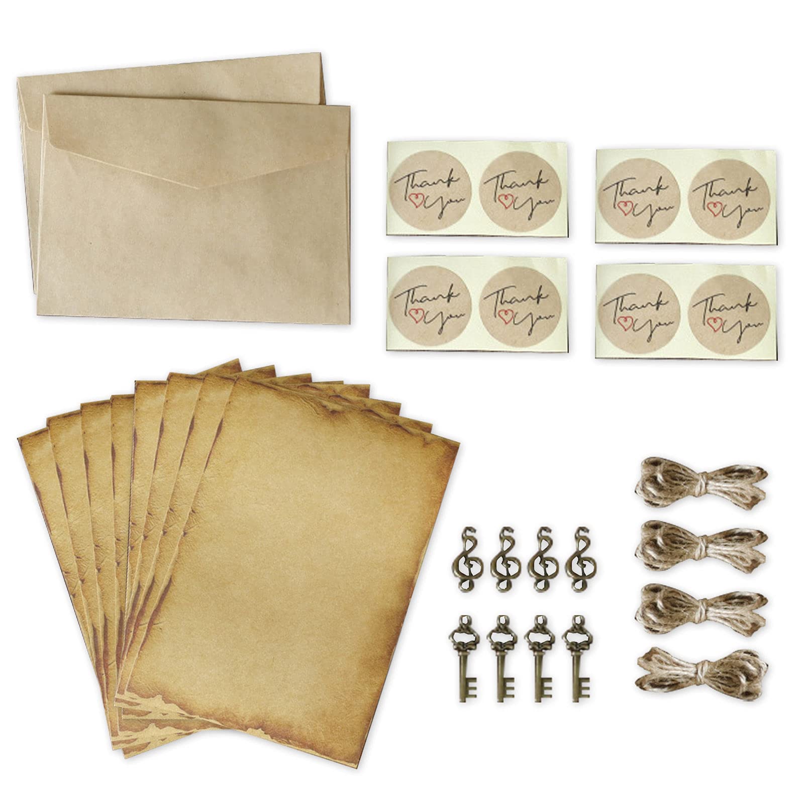 Vintage Stationery Paper and Envelopes Set - 4 Pack Aged Writing Paper with Retro Design for Letter Writing, Journaling & Scrapbooking