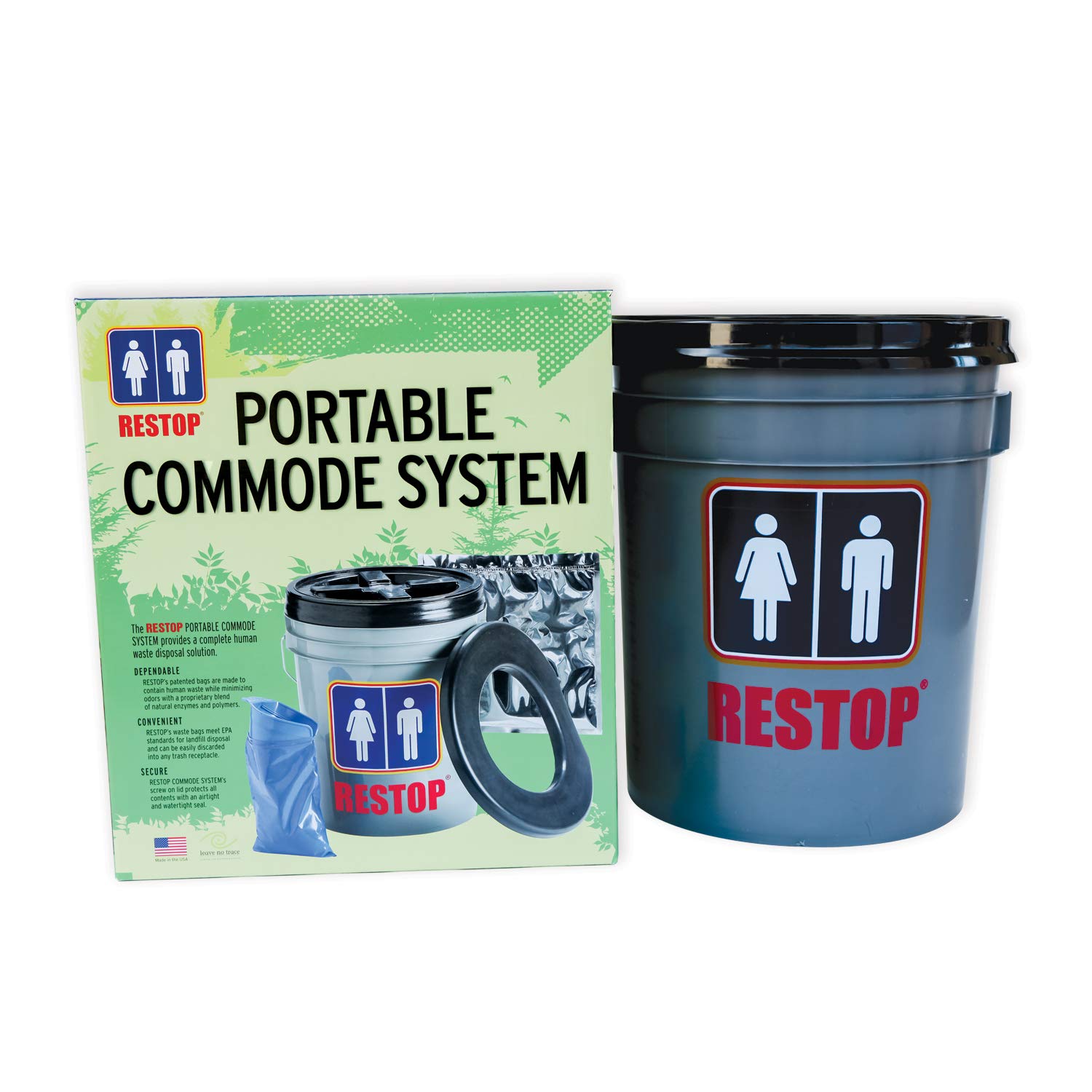 RS510 Commode with Supplies - 10 RS2 Solid and Liquid Waste Bags - Portable Toilet for Home Care, Camping & Emergency Use