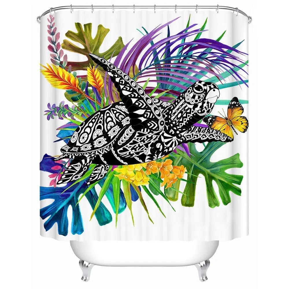 Tropical Butterfly Shower Curtain - Waterproof Bathroom Decor with 3D Floating Design - Perfect for Beach Theme Bathrooms & Spa Retreats