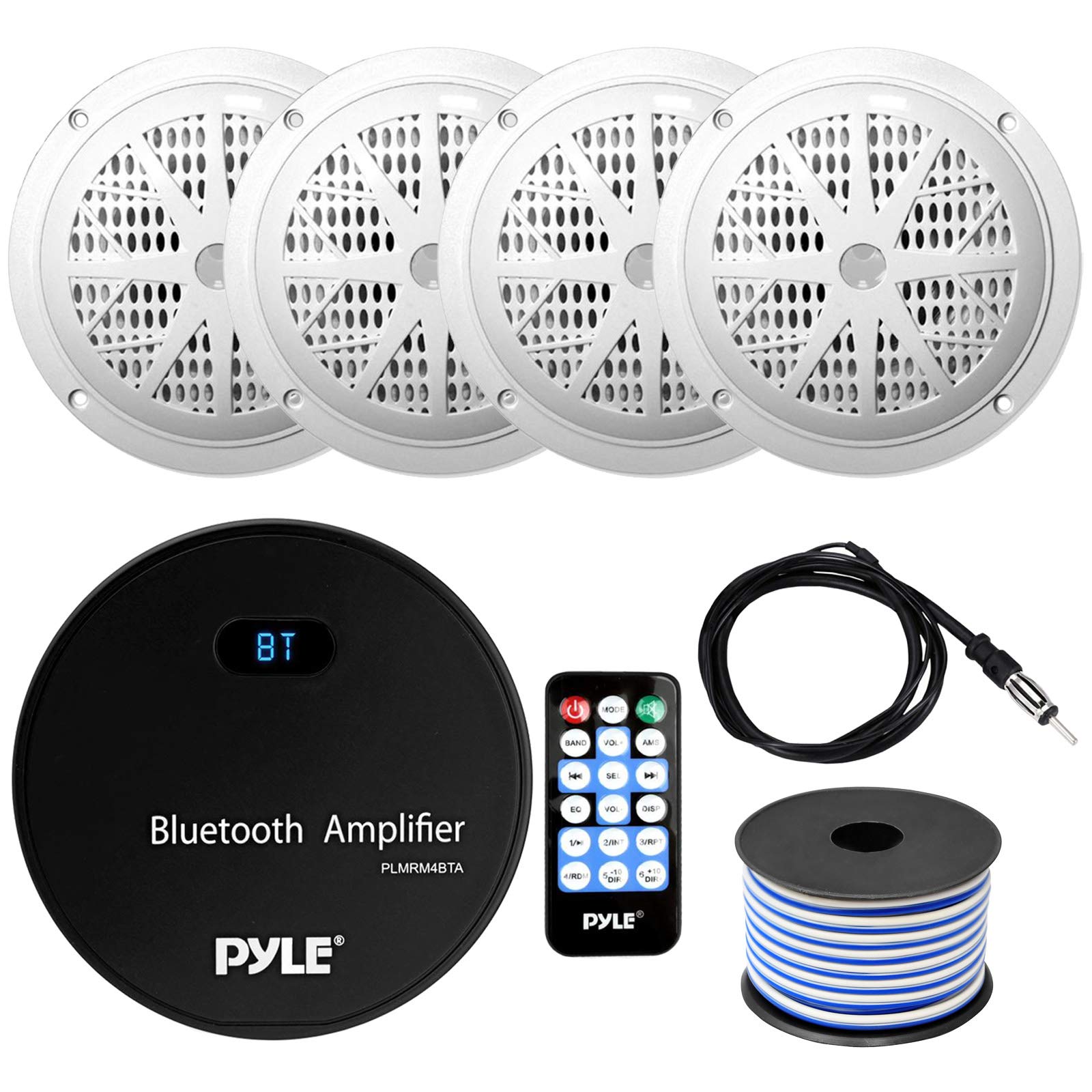Pyle 16-25' Bay Boat Bluetooth Marine Stereo Receiver with 4 x 6.5