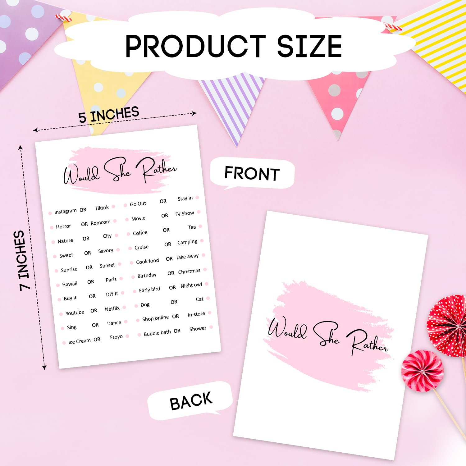 Would She Rather Game Cards - Set of 20 Fun Party Games for Teen Girls | Birthday Sleepover Activities & Decorations | Perfect for Girls Night, Slumber Parties & Birthday Celebrations