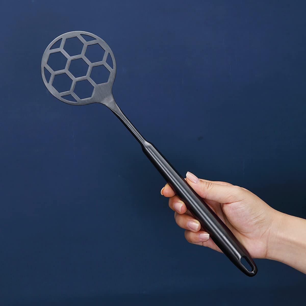 Premium Black Titanium Plated Stainless Steel Dough Whisk - Football Shape Flat Wire Whisk for Baking, Cooking & Mixing | Ergonomic Handle for Comfort & Easy Cleaning | Dishwasher Safe | Perfect for Bread, Pizza Dough & Pastry Making