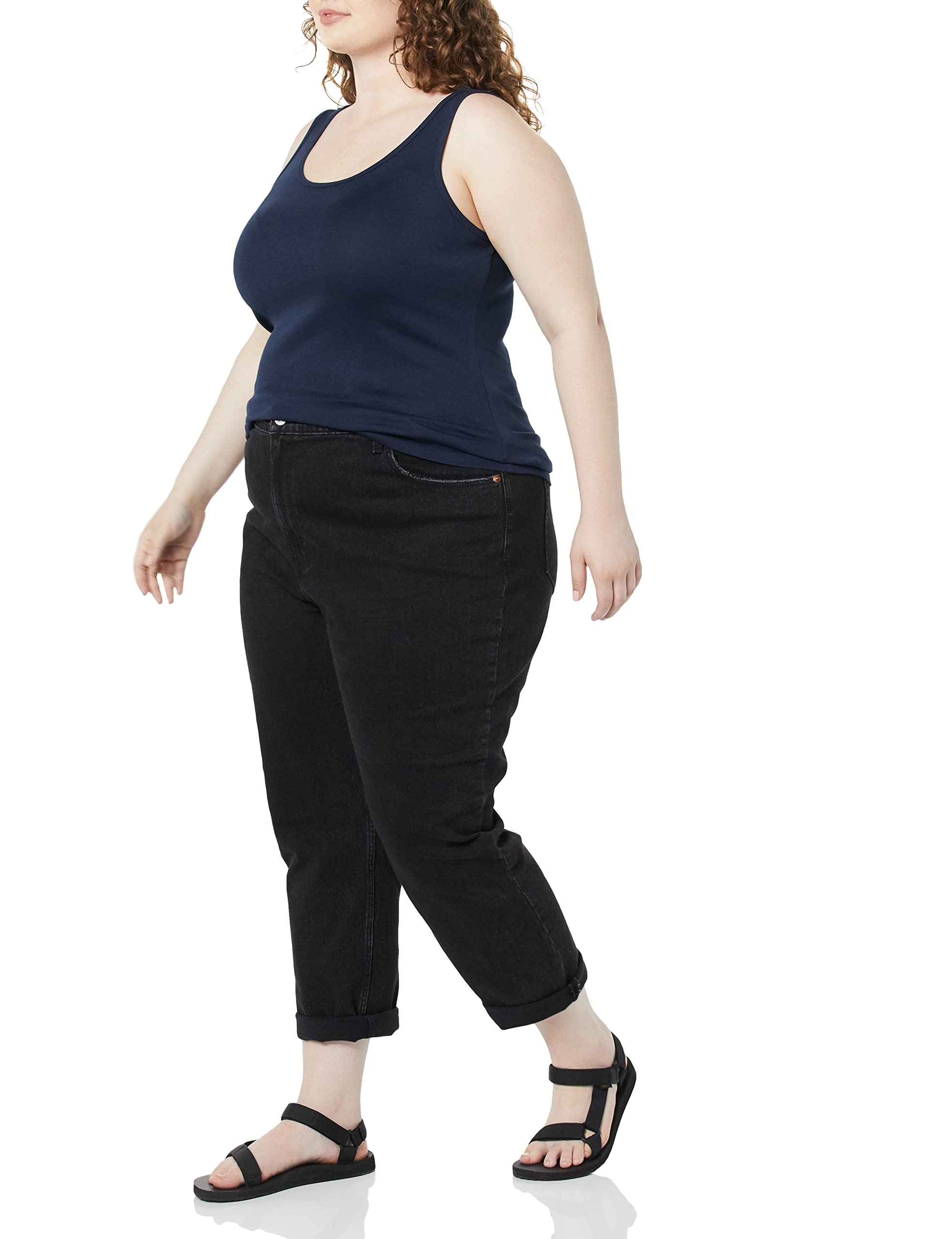 Amazon Essentials Women's Plus Size Tank Tops - 3 Pack Cotton Casual Sleeveless Shirts for Summer, Workout & Layering