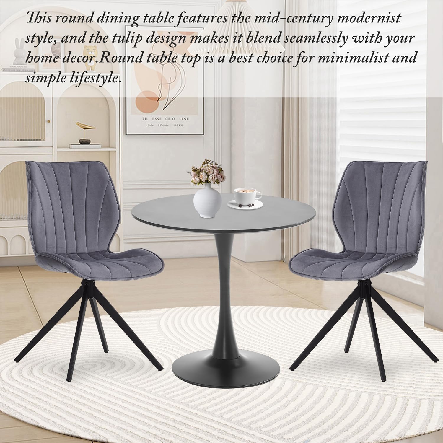 Mid-Century Modern Round Dining Table - 31.5