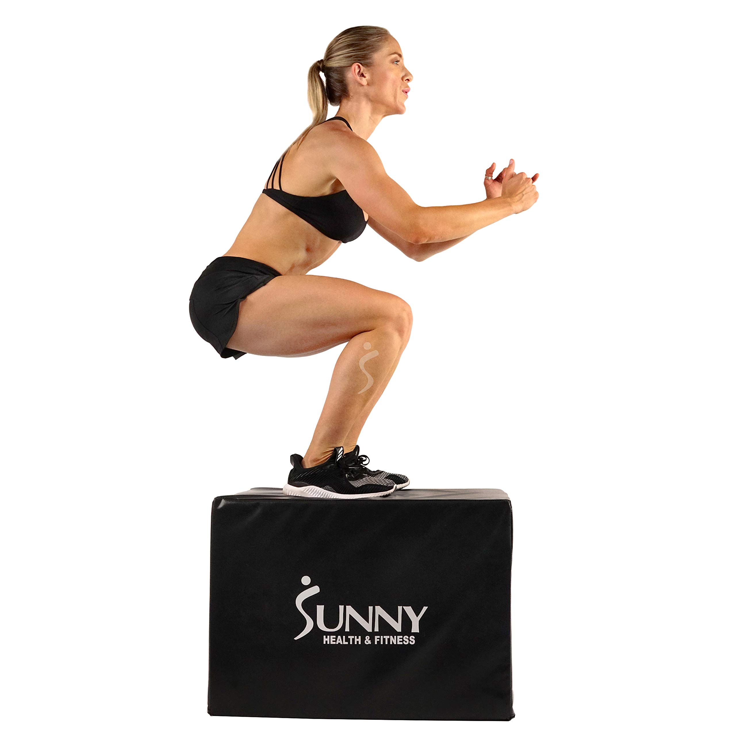 Sunny Health & Fitness Adjustable Height Foam Plyo Box - 3-Level Weight Capacity for CrossFit, Home Gym & Functional Training - Perfect for Box Jumps, Step-Ups & Strength Exercises