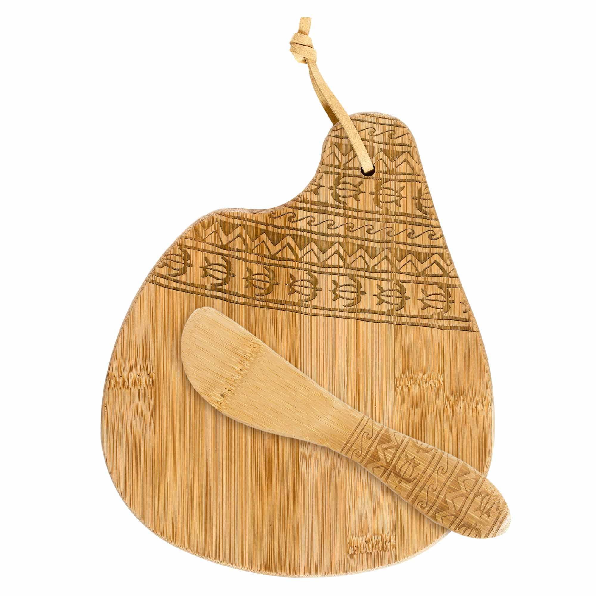 Premium Tonga Wood Serving Board with Cheese Knife - 7 1/8