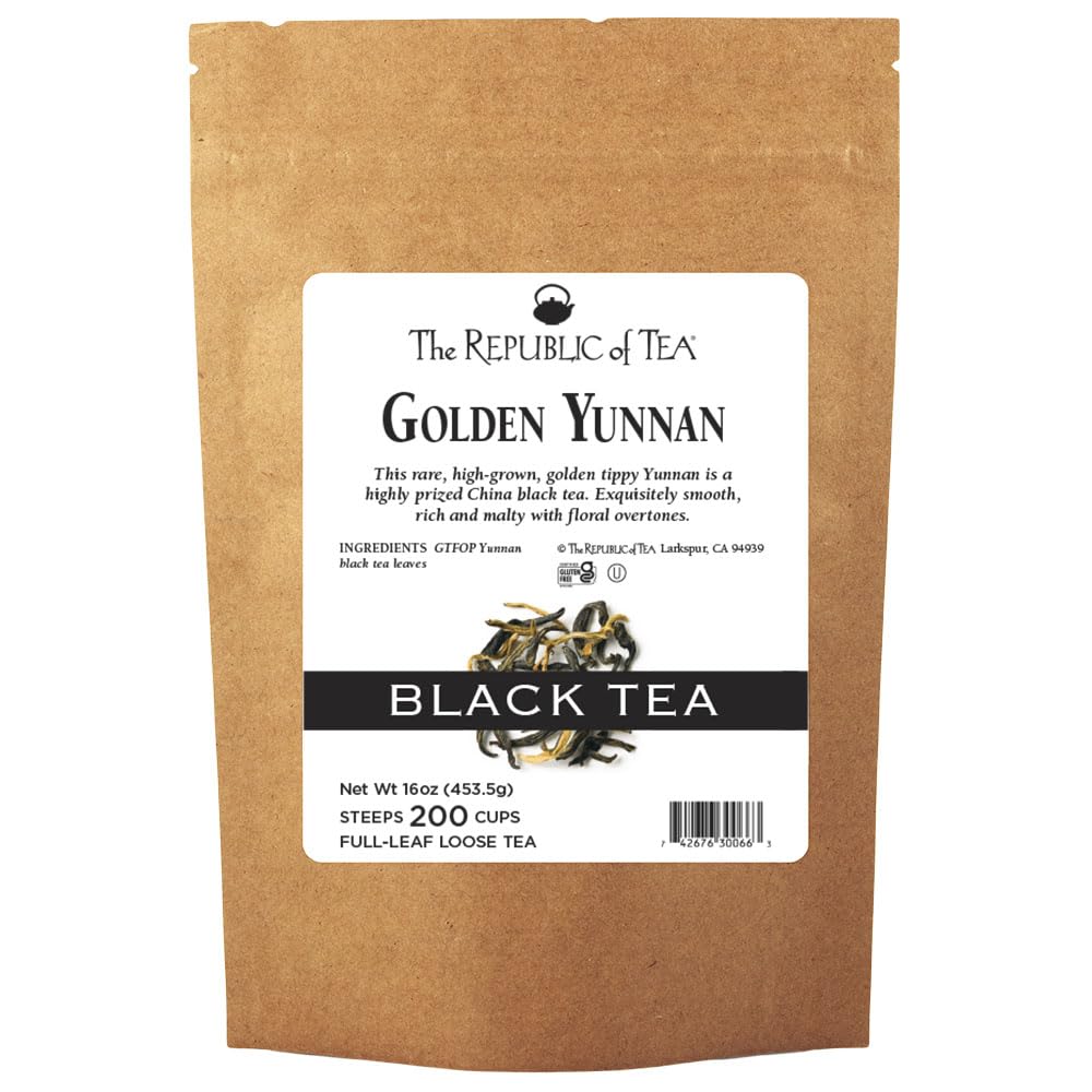 Premium Golden Yunnan Black Full-Leaf Tea - 1 Pound (200 Cups) | Rich & Smooth Chinese Black Tea for Morning Boost, Afternoon Relaxation & Tea Ceremonies