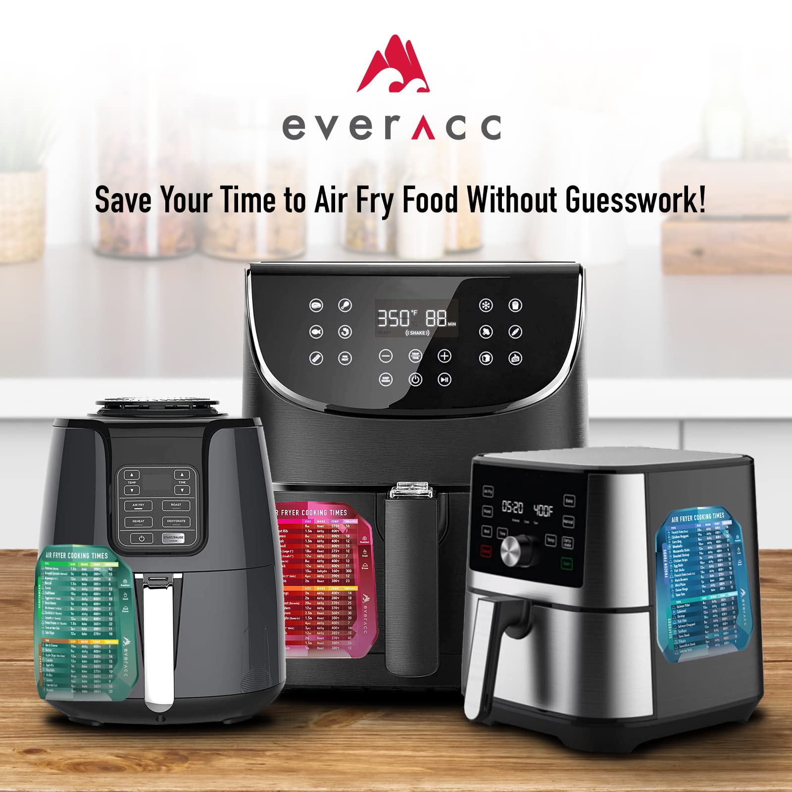 **Air Fryer Magnetic Cheat Sheet Set – Instant Cooking Times Chart & Quick Reference Guide for Air Fryer Accessories – Perfect for Kitchen, Frying, and Meal Prep (Red)**