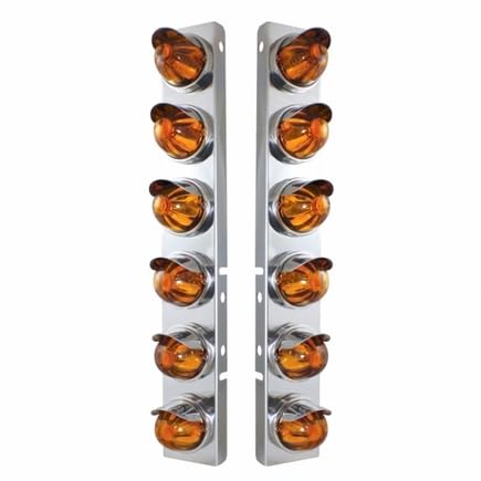 United Pacific 30999 Stainless Steel Air Cleaner Light Box Panel - 12 Cutouts, Amber & Watermelon Lights with Visor - Perfect for Car & Truck Customization, Off-Roading & Show Vehicles