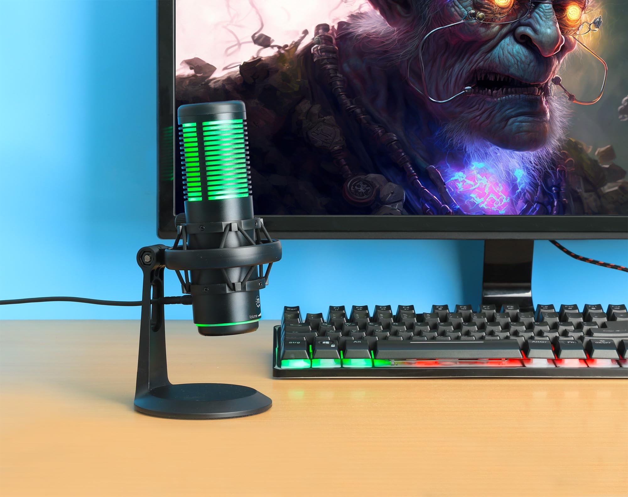 RGB USB Gaming Microphone with Noise Cancellation for PC, PS4, PS5 & Mac - Anti-Vibration Shock Mount for Streaming, Podcasts, YouTube & Discord - Perfect for Professional Gaming & Content Creation
