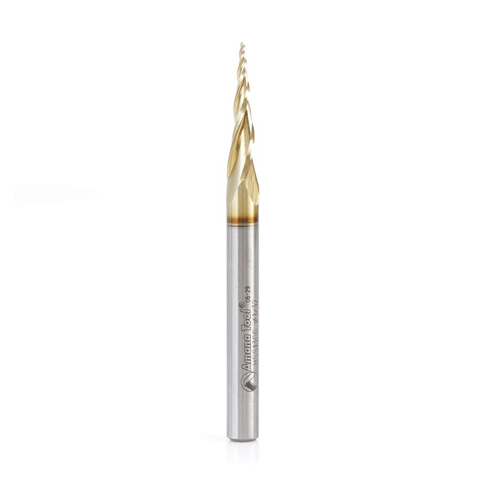 HSS1300 CNC Router Bit - 2D & 3D Carving Ball Nose, 6.2° Tapered Angle, 1/32