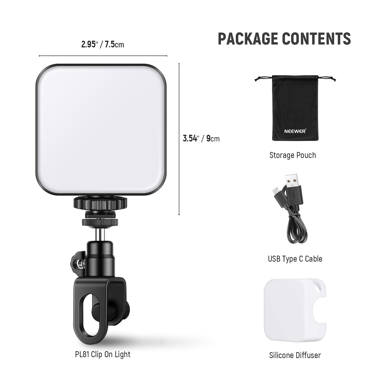 NEEWER PL81 Portable Clip-On LED Video Light with Dimmable Brightness for YouTube, TikTok, Vlogging, Photography & Live Streaming