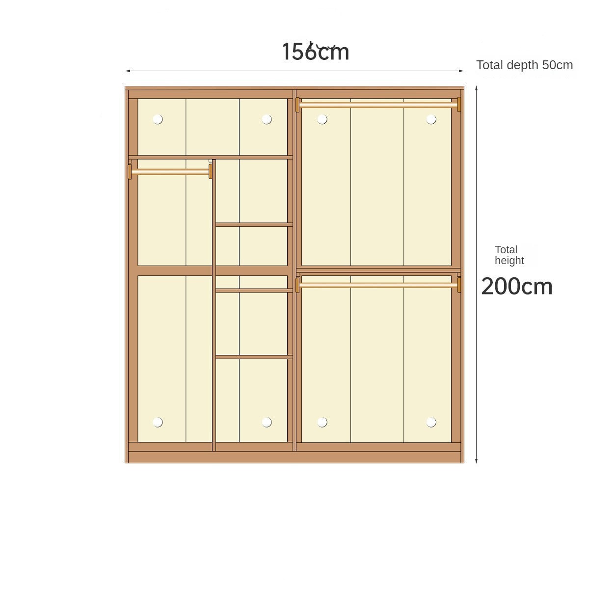 Solid Oak Wood Narrow Wardrobe - Slim Space-Saving Closet for Bedroom, Hallway, or Small Apartment