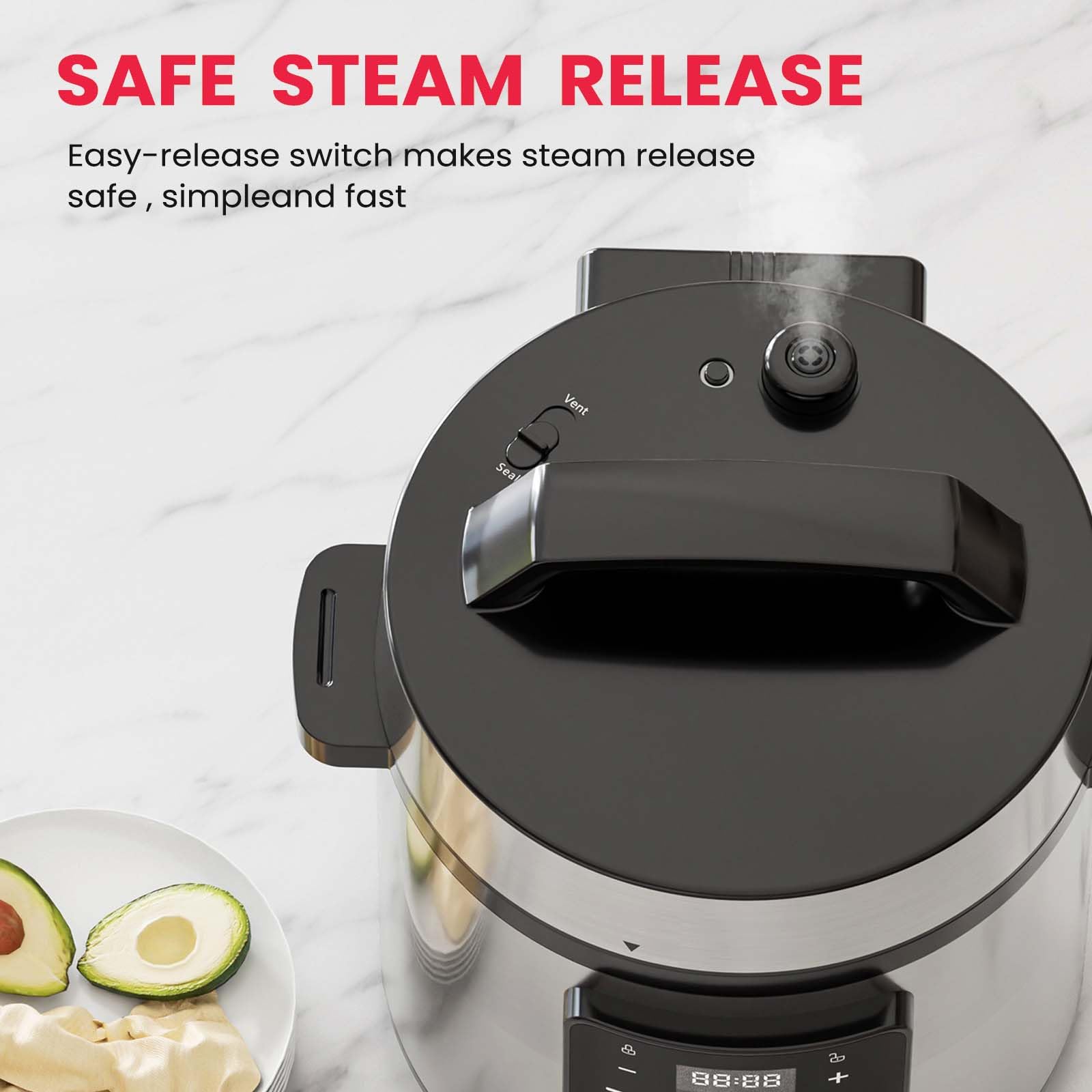 12-in-1 Electric Pressure Cooker Multi-Function | Slow Cooker, Rice Cooker, Steamer, Food Warmer & Baby Bottle Sterilizer | 6 Quart Stainless Steel Black | Perfect for Meal Prep, Family Dinners & Baby Care