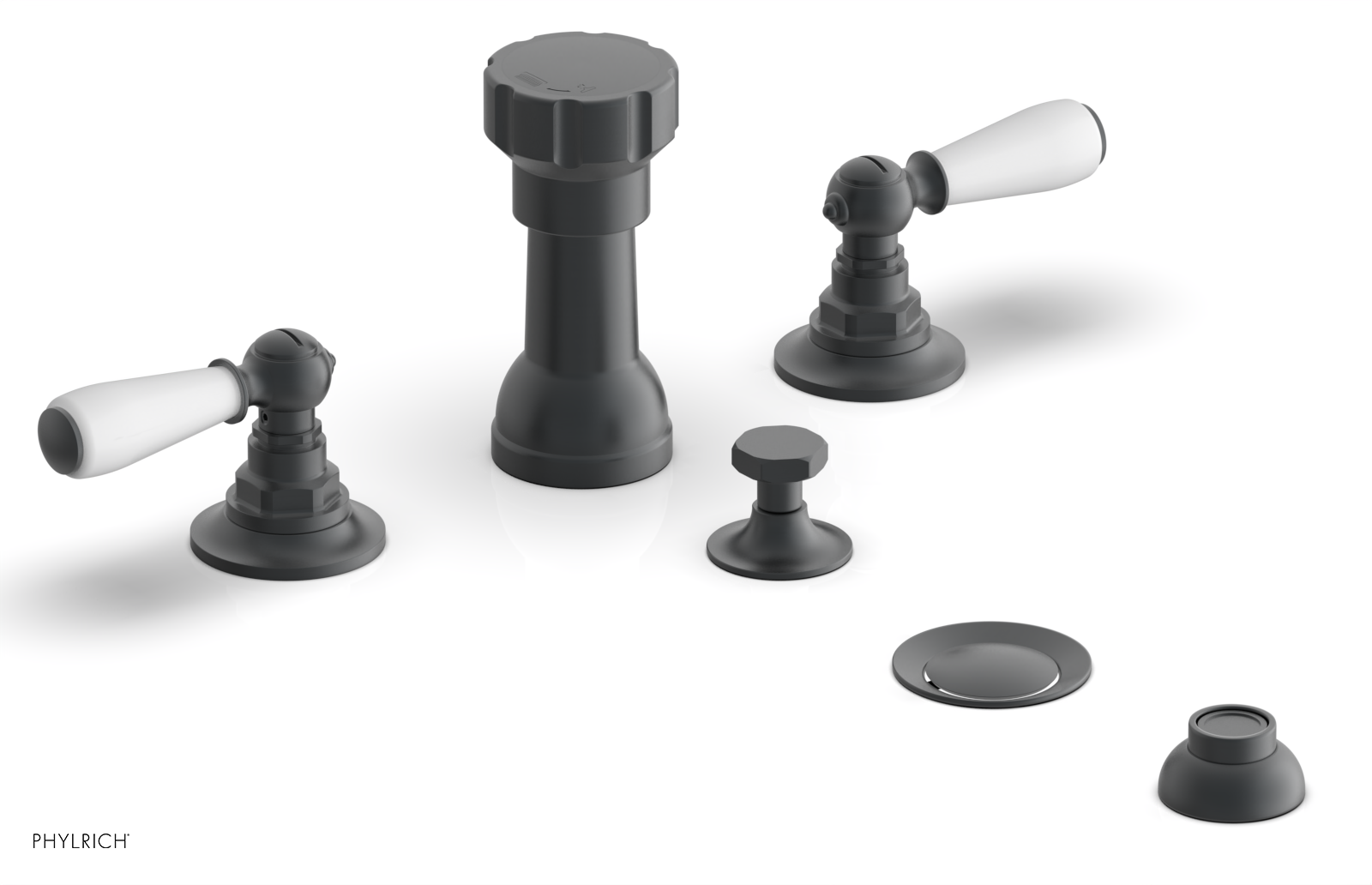 Jamestown 4-Hole Bidet Faucet Set with Lever Handles & White Accents - 165 61 - Perfect for Modern Bathroom Renovations & Luxury Home Upgrades