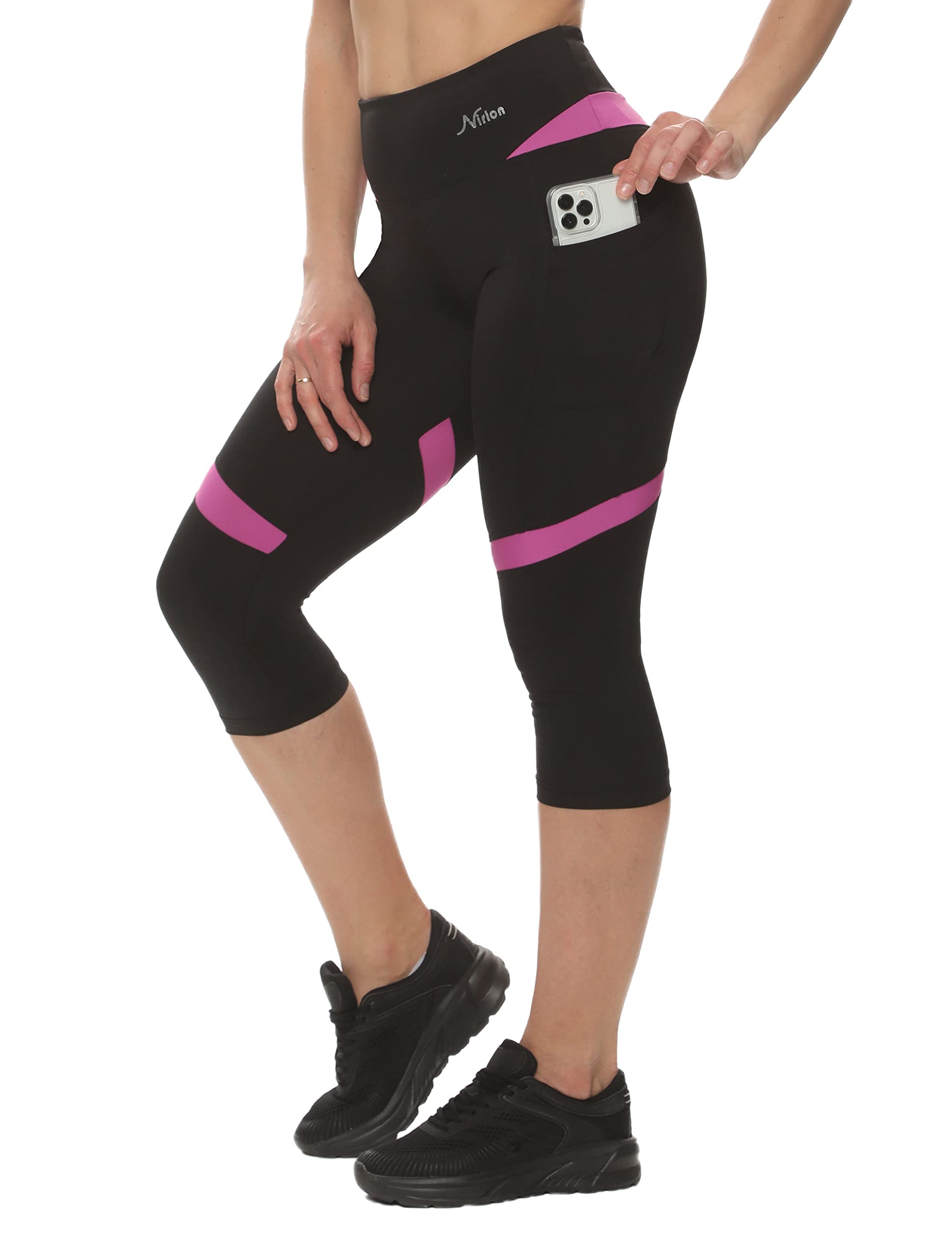 Breathable High Waisted Capri Leggings with Pockets for Women - Nirlon Yoga Pants for Workout, Running & Casual Wear