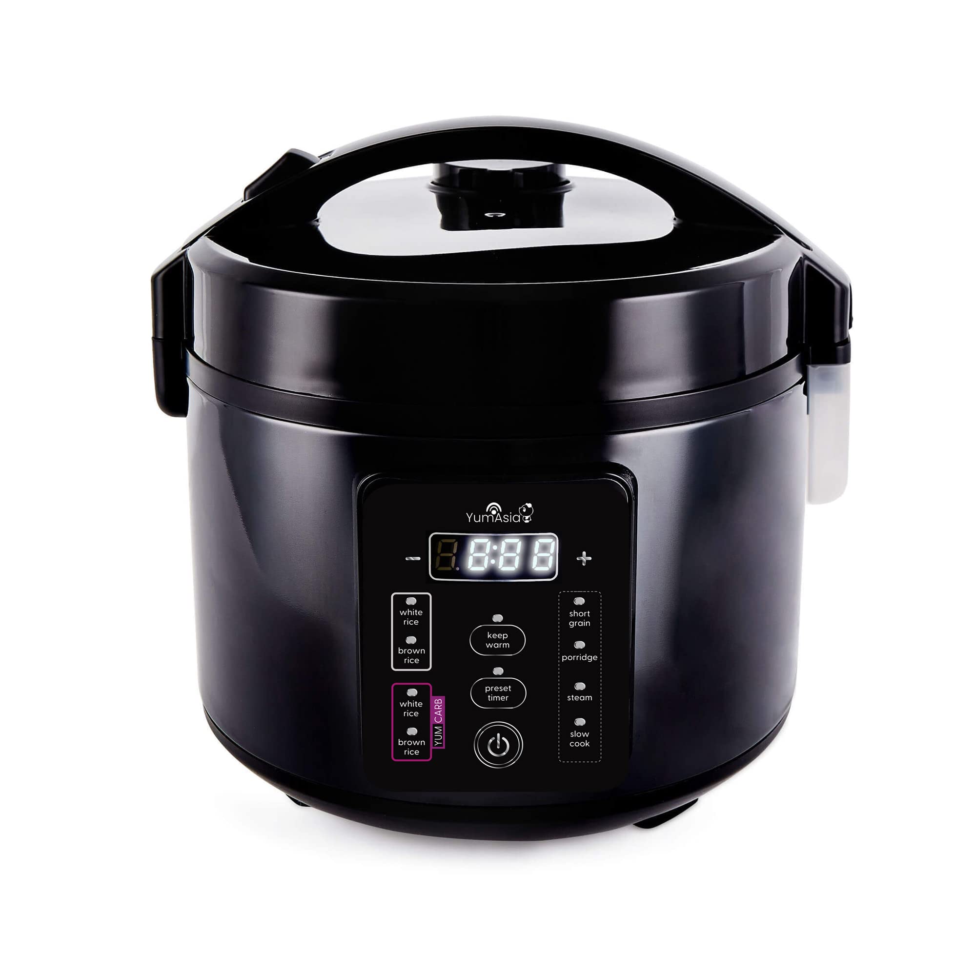Yum Asia Kumo YumCarb 5.5 Cup (1 Liter) Rice Cooker with Ceramic Bowl - Fuzzy Logic Technology, 5 Rice Cooking & 3 Multicooker Functions, 110V US Plug (Dark Stainless Steel) - Perfect for Home Kitchens, Dorm Rooms & Small Families