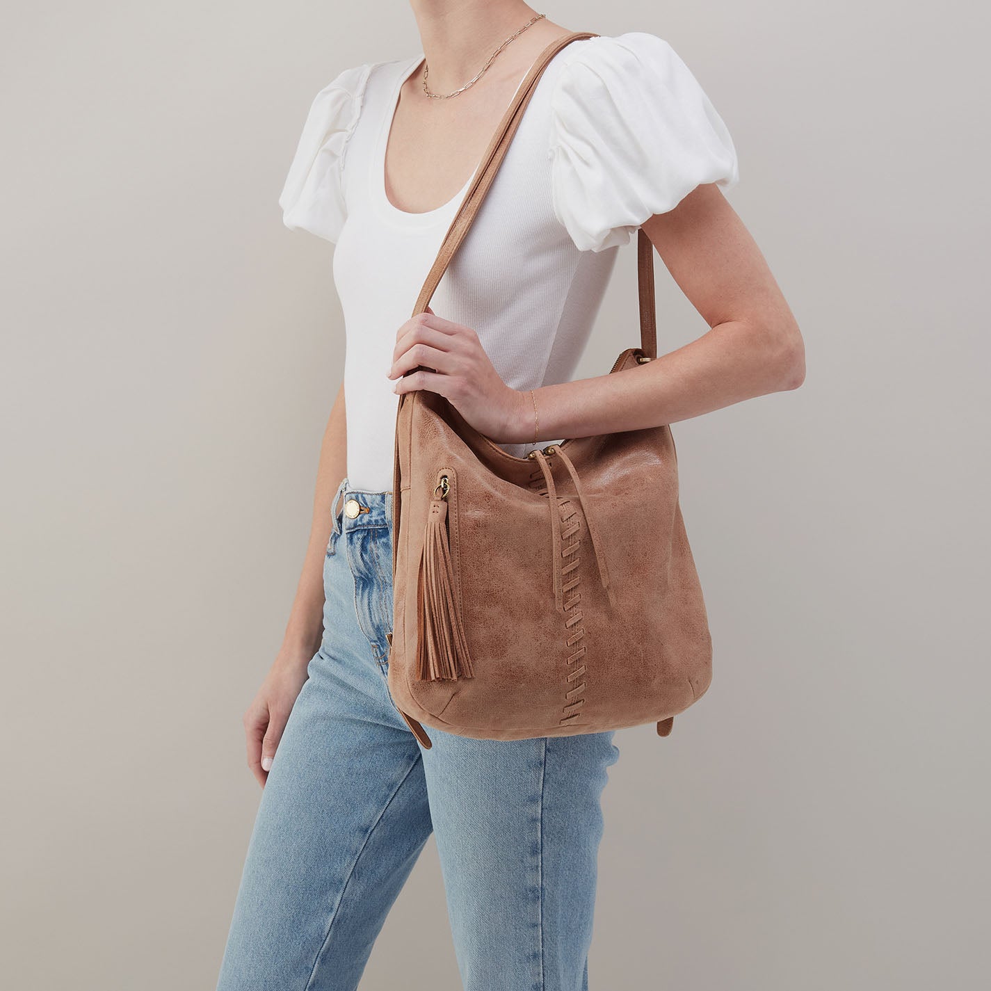 Merrin Convertible Backpack - Premium Buffed Leather Hazel Brown - Stylish Laptop Bag for Work, Travel & College
