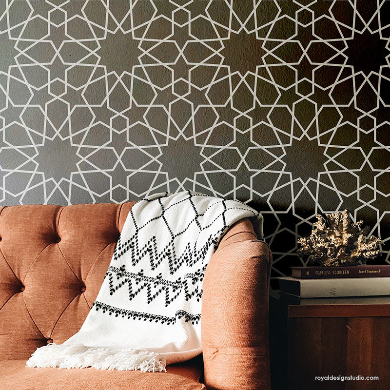 Moroccan Geometric Stencil Set for DIY Wall Art, Home Decor, and Craft Projects | Reusable Painting Template for Walls, Furniture, and Fabric