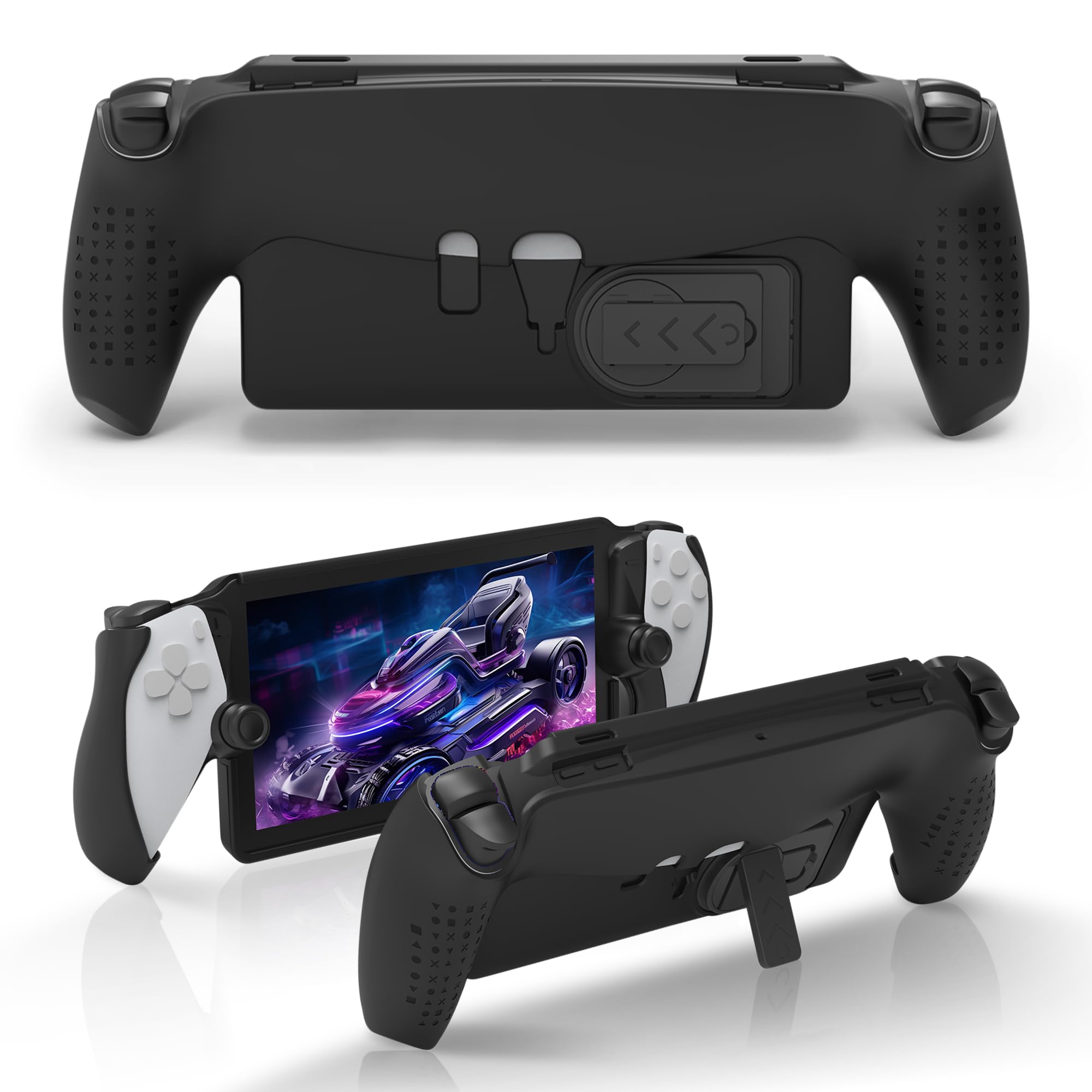 Premium TPU Case with Kickstand for Playstation Portal - Flexible Soft Protective Cover, Semi-Enclosed Design, Anti-Peeling, Scratch Resistant (Black) | Perfect for Gaming Protection and Travel Use