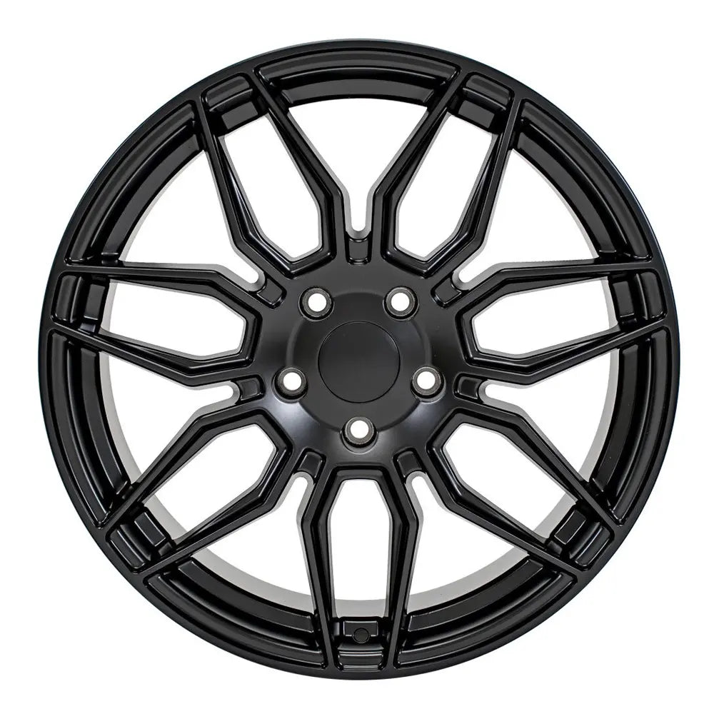 19x8.5 Inch Black CV03D Replica Wheels for Chevy Corvette C5 C6 C7 - Durable Alloy Rims Replacement for Performance Driving & Car Upgrades