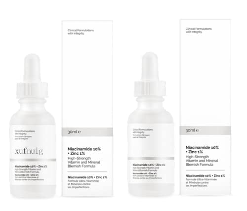 10% Niacinamide + 1% Zinc Face Serum - Oil Control, Brightening & Pore Minimizing - Nicotinamide Essence for Dark Spots & Acne - Perfect for Oily & Combination Skin (2-Pack) - Morning & Night Skincare Routine