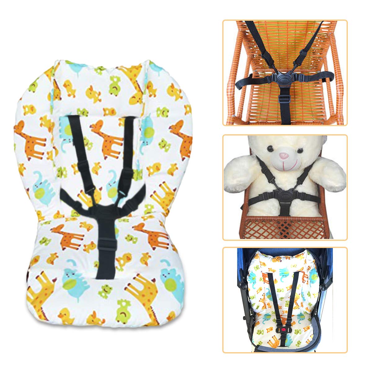**Baby High Chair Cushion & 5-Point Harness Straps Set – Soft Seat Pad Cover & Safety Straps for Secure Feeding | Ideal for Dining, Travel & Home Use**