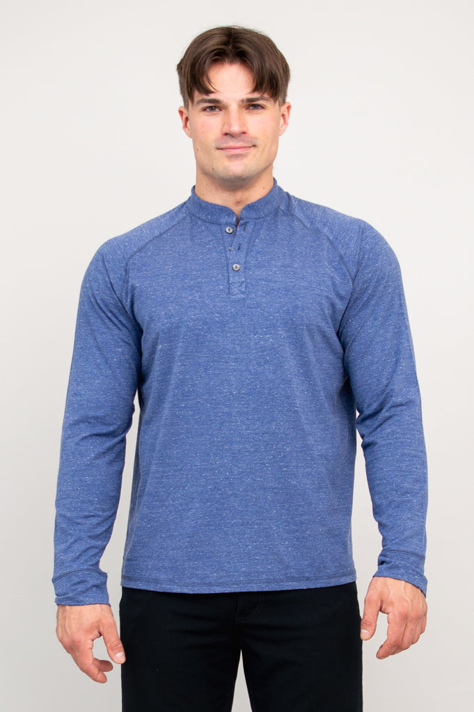 Men's Denim Henley Shirt - Soft Bamboo Fabric for Casual Wear & Outdoor Activities