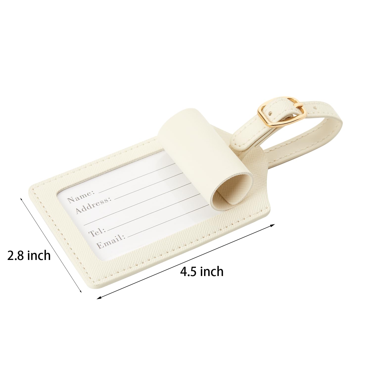 W Letter PU Leather Luggage Tag - Personalized Initial Suitcase Tag, Travel Bag Tag, Backpack ID Tag for Women | Perfect Bridesmaid Gift, Holiday Travel Accessory & Wedding Gift (White Leather with Pearl Monogram)