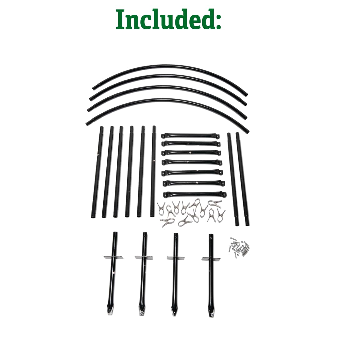 Extra Tall Garden Hoops for Plant Cover - Powder Coated Metal Greenhouse Frame for Vegetable Gardens (Set of 3 Hoops & 36 Clips) | Durable Protection for Raised Beds, Row Covers & Season Extension