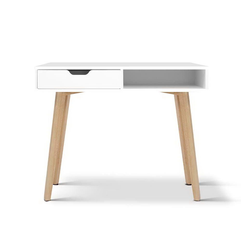 Ergonomic White Office Computer Desk with Storage Drawers - Study Table for Students & Professionals - Perfect for Home Office, Dorm Room or Small Workspace