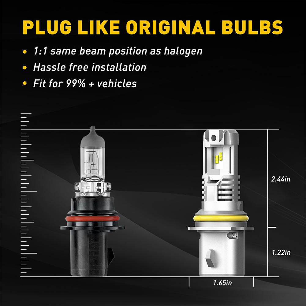 9007 LED Fog Light Bulb - 15000 Lumens, 6500K Cool White - High Brightness for Trucks, SUVs, and Off-Road Vehicles in Foggy or Low Visibility Conditions