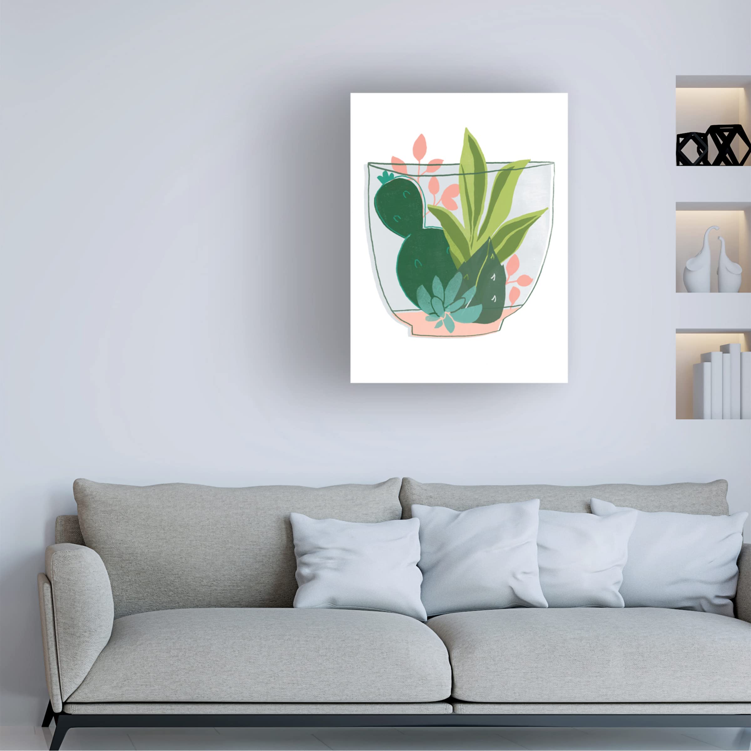 Trademark Fine Art 'Terrarium Cameo V' Canvas Wall Art Print by June Erica Vess - Botanical Home Decor for Living Room, Bedroom & Office