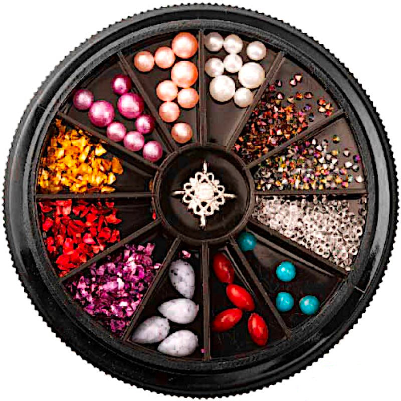 Mixed Nail Art Decoration Wheels - 12PCS Nail Design Accessories Kit for DIY Manicure, Salon & Home Use | Perfect for Nail Artists, Beginners & Professional Nail Technicians | Great for Parties, Weddings & Special Occasions