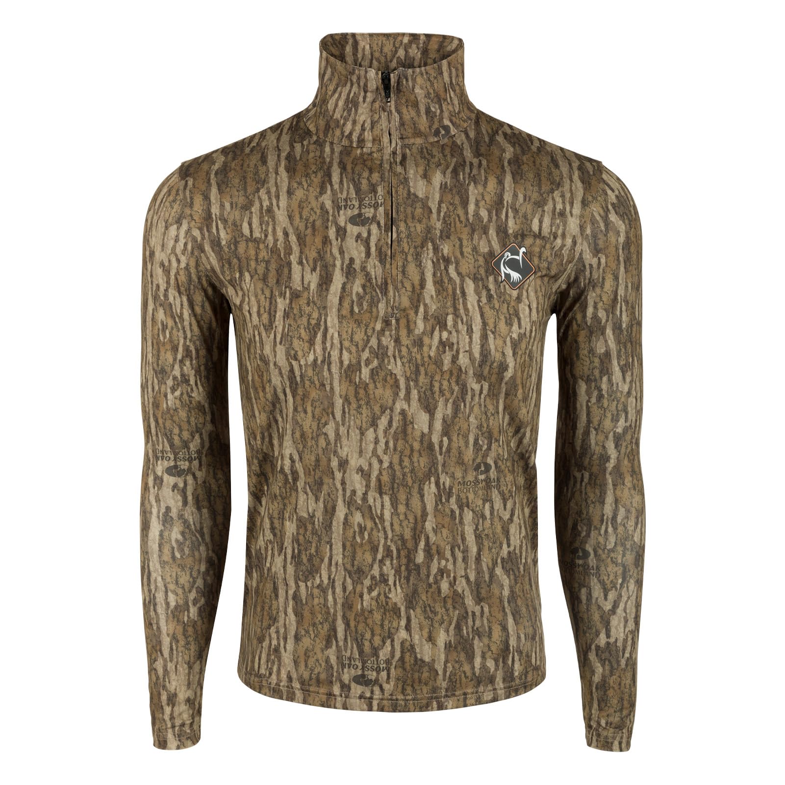Drake OT3120-006-1 Ol' Tom Performance 1/4 Zip Pullover Hunting Shirt - Bottomland Camo, Size Small - Lightweight & Breathable for Outdoor Adventures, Hunting, and Casual Wear
