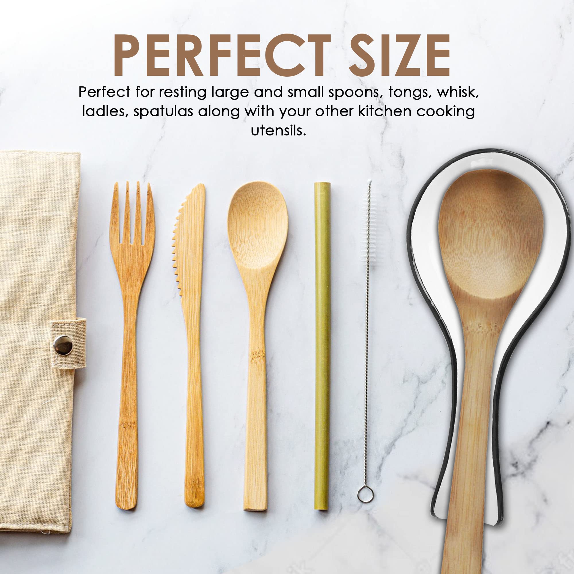 Premium Ceramic Spoon Rest - Heat-Resistant Porcelain Utensil Holder for Spoons & Tongs | Large Kitchen Countertop Stove Top Accessory | Perfect for Cooking, Serving & Kitchen Decor