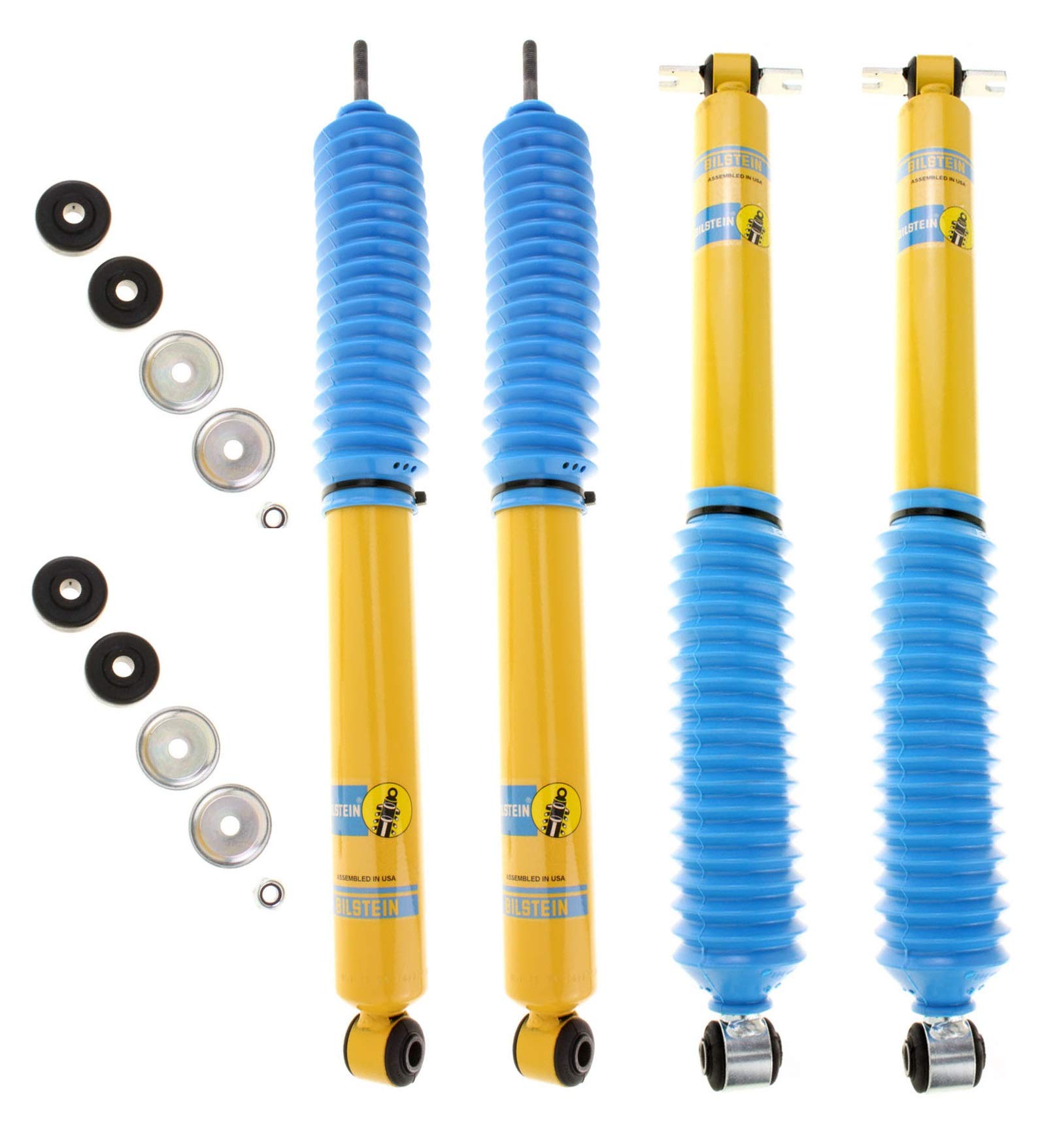Bilstein B6 4600 Front & Rear Shock Absorbers Kit for Jeep Wrangler JK (2007-2018) - Heavy Duty Off-Road Performance, Smooth Ride - Perfect for Trail Riding, Rock Crawling & Daily Driving